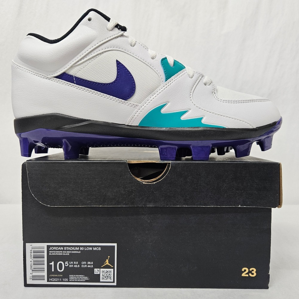 Jordan Stadium 90‎ Low MCS Baseball Cleats HQ0211-105 White Purple Men Size 10.5 - Picture 2 of 10